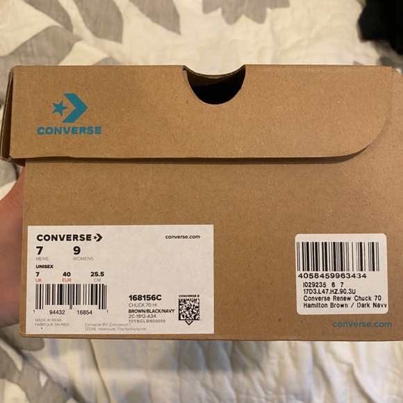 Brand New Converse Carhartt WIP x Renew Chuck 70 High Navy/Brown Sneakers - Picture 6 of 8